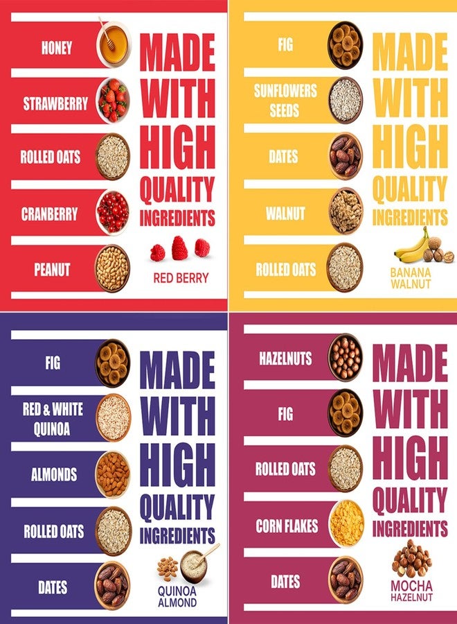 Fitspire Energy Bar Assorted Pack Of 4 x 35g | Red Berry, Banana Walnut, Mocha Hazelnut & Quinoa Almond Flavour | Natural Energy, Gluten-Free, Zero Added Sugar & Immunity Support for Active Lifestyles - Image 3